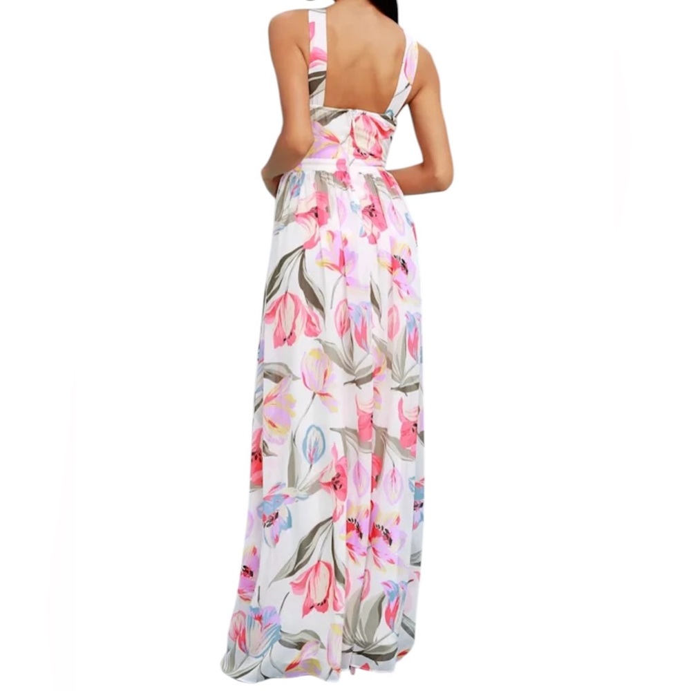Lulus Lilja White Floral Maxi Dress Cottagecore Garden Party XS NWT - Picture 3 of 12
